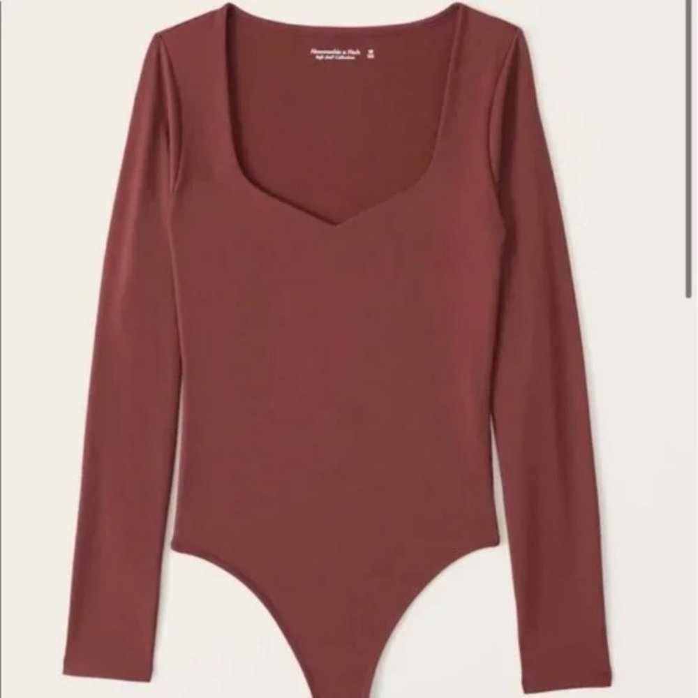 Abercrombie Soft A&F Collection Vodysuit Sweetheart Neckline Burgundy